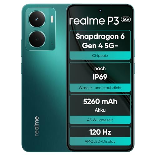 realme P3 5G 8 GB + 256 GB, Smartphone, 120 Hz AMOLED für E-Sport